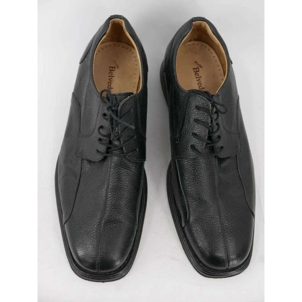 Belvedere Baybridge Shoes Black Leather Derby Dress Men's Size 12 EEE Wide